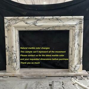 Contemporary Bolection Marble Fireplace Mantel, Italian Arabescato marble mantle