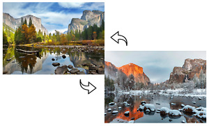 Yosemite Postcard Valley seasons - 3D Lenticular Double Image