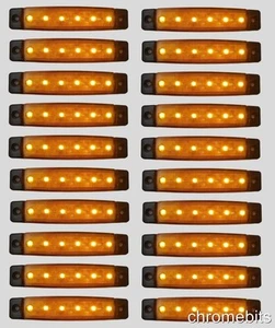 20 Pezzi 24V 6 LED Laterali Arancione Ambra Luci per Camion Renault Scania Iveco - Imagen 1 de 1