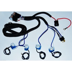 Ceramic H4 Headlight Relay Wiring Harness 4 Headlamp Light Bulb Socket Plugs 4X6 - Picture 1 of 7