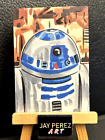 Carte croquis R2-D2 1/1 originale sur carte signée artiste ACEO Star Wars sur carte