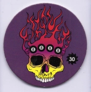 Vintage Flammender Totenkopf & 8 Kugeln POG Karton 90er Jahre Blanko Rückseite - Bild 1 von 1