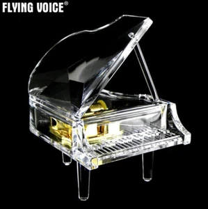 Acrylic Crystal Piano Music Box Wind Up Xmas Birthday Party Gift Home Decor Nice - Picture 1 of 5