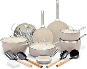 GreenPan Padova Keramik Antihaft Harteloxiert Induktion 17-teiliges Set, Taupe - Bild 1 von 8