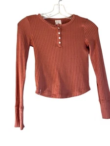 Abercrombie Kids GirlsTop Button Henley Rosy Colored Size 9/10 - Picture 1 of 6