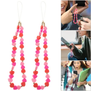 2pcs Heart Decor For Phone Phone Hanging Ropes Phone Chains Phone - Zdjęcie 1 z 12