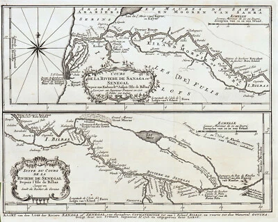 SENEGAL SANAGA "Kaart van den loop der riviere Sanaga" 1760 J. van der Schley Foto 1 de 4