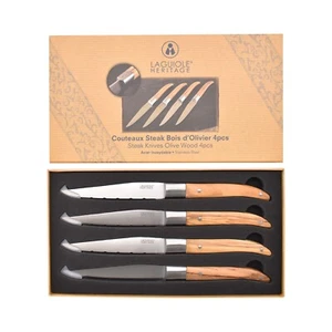 LAGUIOLE - Set of 4 Steak Knives Olive Wood Handle RRP £130 - Picture 1 of 4