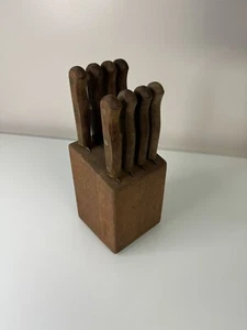 Lifetime Cutlery Old Homestead Steak Knife Set & Block 8 Knives Japan Vintage - Picture 1 of 5