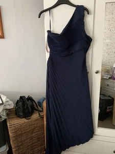 Ax Paris Lined Navy Blue One Shoulder Dress - Picture 1 of 6
