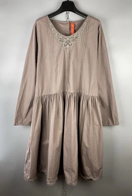 Ewa i Walla Cotton Lagenlook Beige Boho Flared Maxi Long Dress Size L - Image 1 of 4