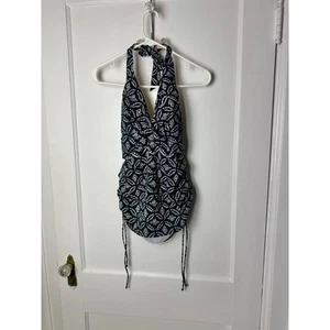 Camiseta Tankini Lands' End Para Mujer 10P Acanalada Favorecedora Negra Blanca Halter Acolchada - Imagen 1 de 8