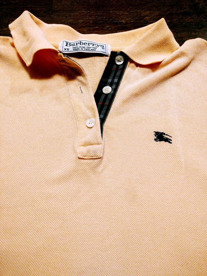 Top manga corta BURBERRY estilo POLO 100 % algodón (XS) piqué salmón Foto 1 de 4