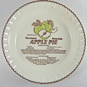 VTG 1983 Royal China Country Harvest Ceramic Microwave Apple Pie Dish w/Recipe - Picture 1 of 2