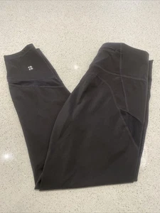 Sweaty Betty Power Leggings Mesh Detail 7/8 Length Dip ‘V’ Waist Dark Grey - Picture 1 of 8