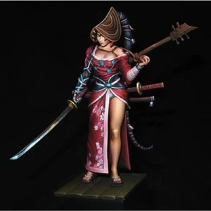 1/24 Resin Model Kit Asian Beautiful Girl with Samurai Swords Fantasy Unpainted - Picture 1 of 3