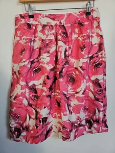 Lk Bennett Silk Wool Skirt Pockets Pink Floral 12 Smart Party Evening Wedding - Picture 1 of 6