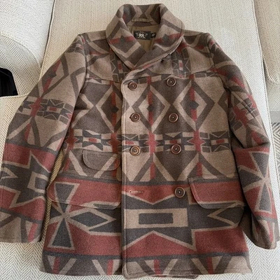 RRL Ralph Lauren Chal Suroeste Manta Lana Guisante Abrigo Chaqueta Talla M Foto 1 de 4