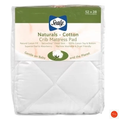 Almohadilla de colchón ajustada de algodón para cuna y niño pequeño Sealy Naturals Foto 1 de 4