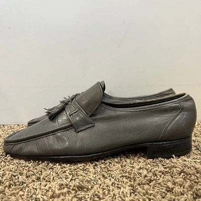 Мужские кожаные мокасины без застежек с кисточками Florsheim размер 10 D серые - Изображение 1 из 4