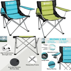Outdoor Camping Chairs Portable Folding Chair with Cup Holder and Carrying Bag - Picture 1 of 23
