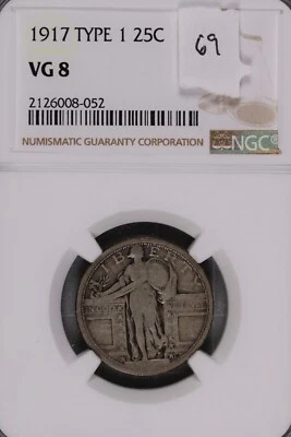 1917 Type 1 Standing Liberty Silver Quarter NGC VG-8 #8-052 - Image 1 of 2