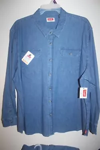 Wrangler Men's size 2XL Blue Relaxed Fit Epic Soft Flex Long Sleeve Denim Shirt - Picture 1 of 9
