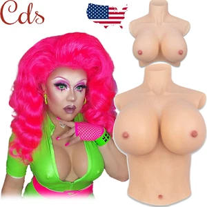 Realistic Silicone Breast Forms Breast Plate Fake Boobs For Crossdresser B-H Cup - Picture 1 of 26