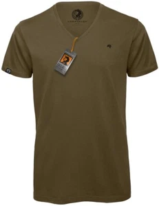 BAC TM044 Bio-Baumwolle V-Neck-Kragen-Ausschnitt T-Shirt COMPANIEER Grün Olive   - Bild 1 von 3