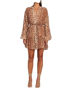 ALC Jen Dress Blue Leopard Silk Size 6 - Picture 1 of 5