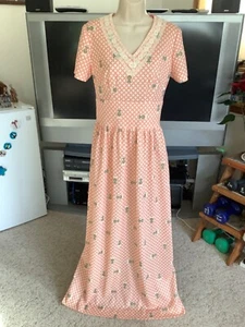 Vintage 1970s Polyester PRAIRIE Maxi Short Sleeve LONG DRESS Multicolor PROM - Picture 1 of 6