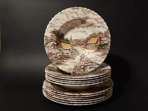 ANTICO SERVIZIO PIATTI CERAMICA INGLESE MYOTT DISEGNO RURAL SCENE STAMPA A MANO - Imagen 1 de 12