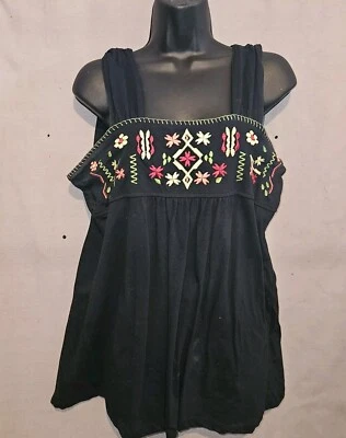 Camiseta sin mangas Roper negra con diseño bordado verde amarillo rojo rosa XL 0028 Foto 1 de 3