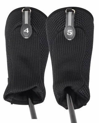 PACIFIC GOLF CLUBS 2 Piece #4 5 NEW HYBRID HEAD COVERS THICK BLACK NEOPRENE GOLF CLUB HEADCOVER SET