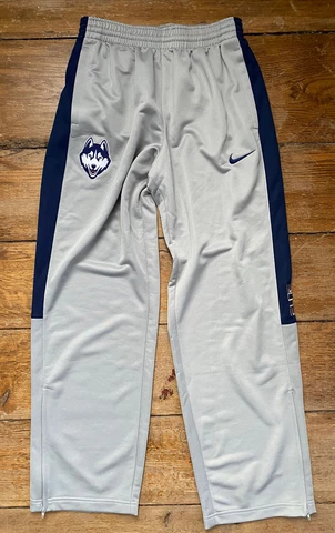 Nike Elite UCONN Huskies Sweatpants Mens Medium Gray/Blue Warm Up Basketball Cover