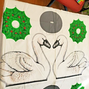 Vintage Cranston VIP Wild Swan Fabric Panel for 3D Centerpiece Christmas Plush - Picture 1 of 14