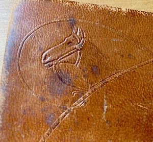 Rare Vintage Genuine Leather & Copper Cigarette Holder W/Horse Etching/ Clasp - Picture 1 of 7