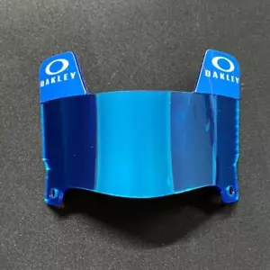 Blue/White "Oakley" Tabs -Blue Chrome Mini Football Helmet Visor with Blue Clips - Picture 1 of 2
