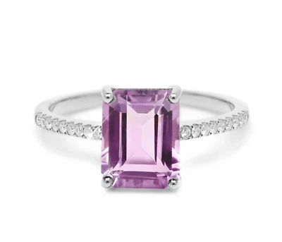 925 Argento Sterling Ametista Anello Appariscente di Fidanzamento Regalo per Lei - Immagine 1 di 4