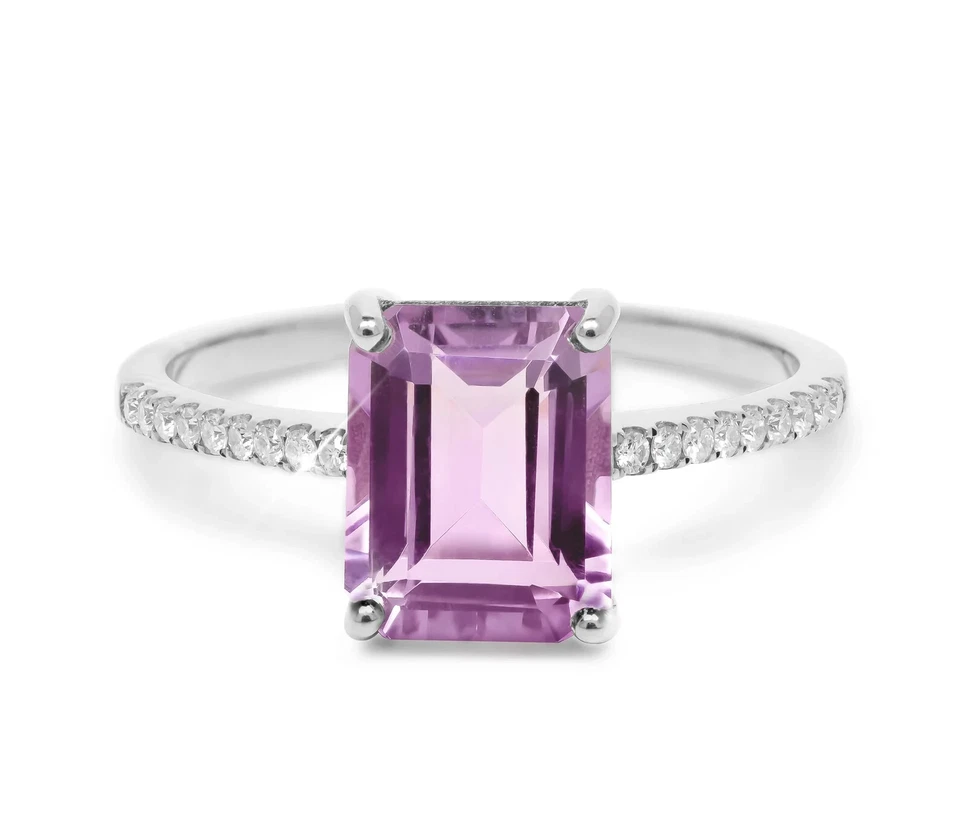 925 Argento Sterling Ametista Anello Appariscente di Fidanzamento Regalo per Lei - Immagine 1 di 4