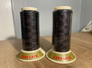J&P Coats Core-Lock Overlock Sewing Machine Thread Spool Black Color 2 Lot 2 - Picture 1 of 4