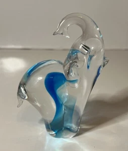 Vintage Art Glass Clear/Blue Elephant Figurine 4.25” Tall - Picture 1 of 5