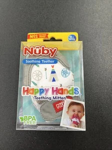 Nuby Teething Mitten Gray Soothing Silicone BPA Free Travel Bag Included - Picture 1 of 2