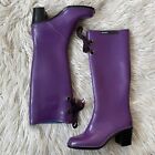 Marc Jacobs Purple Lace Up High Heeled Knee High Rubber Rain Boots Size 36