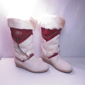 VTG Tecnica Pull On Boots Italy White Horse Hair Fur Lined Sz US 7.5/ EU 38 - Picture 1 of 12