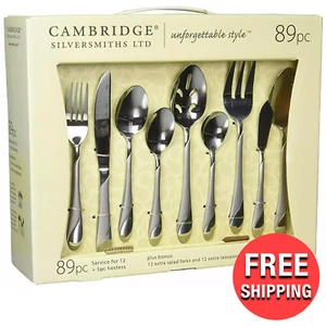 (89-Pieces) Stainless Steel Silverware with Hostess Set Flatware Service for 12 - Picture 1 of 12