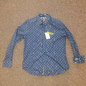 Neu Robert Graham StoneCreek Kleid Shirt Größe Large Blumenmuster blau grün - Bild 1 von 5