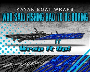 Fighting Tiger Blue 14ft KAYAK VINYL WRAP KIT GRAPHIC DECAL/STICKER - Picture 1 of 1