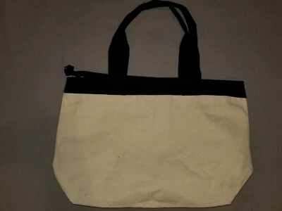 HYP CANVAS 100% COTTON TOTE BAG WITH ZIPPER SAND BLACK NEW 18X12X4 - Image 1 of 4