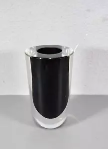 MCM Kasta Boda Heavy Glass Vase Black to Clear Very heavy signed - Picture 1 of 10